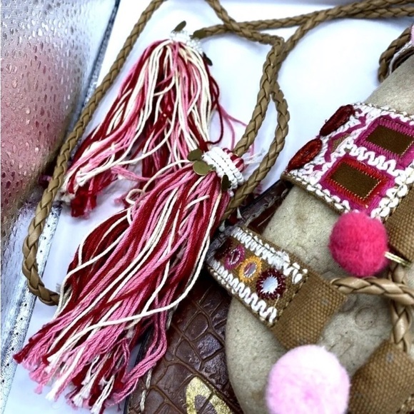 Womens Sam Edelman Sz 8.5 Sandals Gretchen Tassel Lace Up Leather Boho Open Toe - Picture 7 of 7